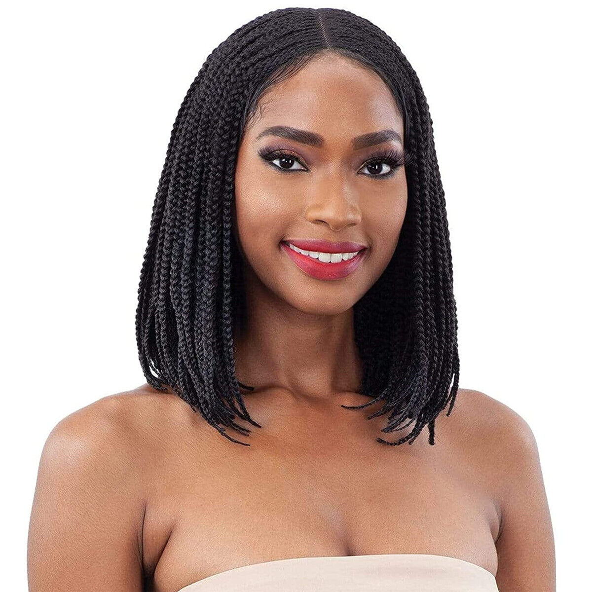 Knotless Braided Wig 14" Bob Braid Wig Synthetic Lace Front Box Braids Wig