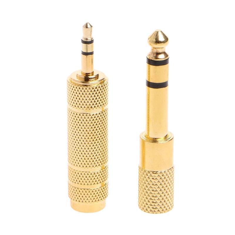 2Pcs 6.5mm 1/4 Female to 3.5mm 1/8 Male Stereo Audio Mic Plug Adapter Jack