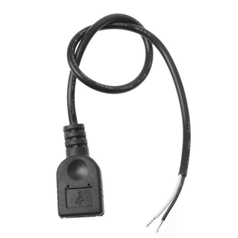 1Pc USB 2.0 Female Jack 2 Pin 2 Wire Power Charge Cable Cord Connector DIY 30cm