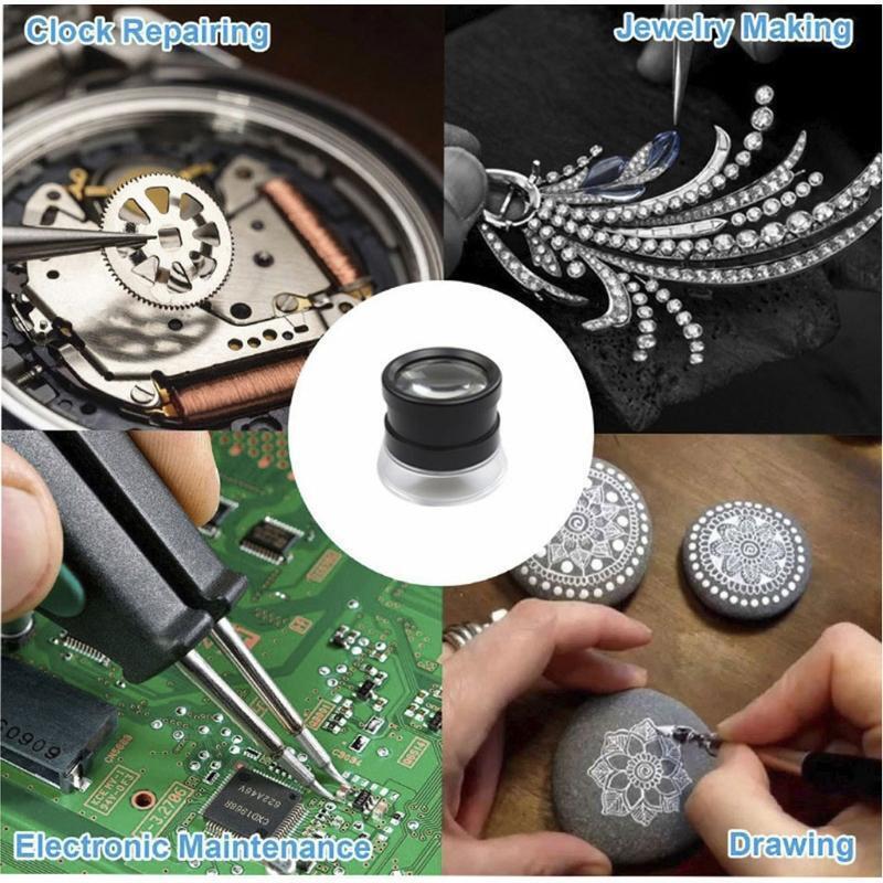 Jewelers Loupe Magnifier with 2 Scale Plates & Pouch Portable Magnifier 30X