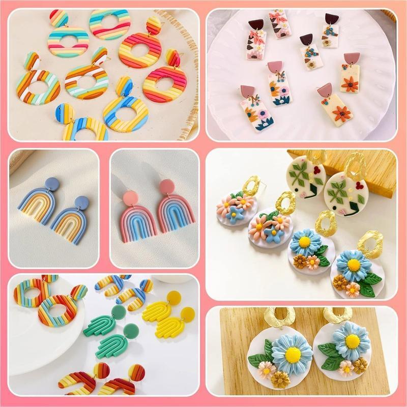 17 Shapes Polymer Clay Earring Cutters with Earring Cards Earring Hook Jump Ring