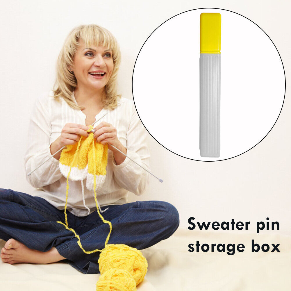 Knitting Needle Storage Organizer Hand Sewing Needle Storage Tube (Yellow)