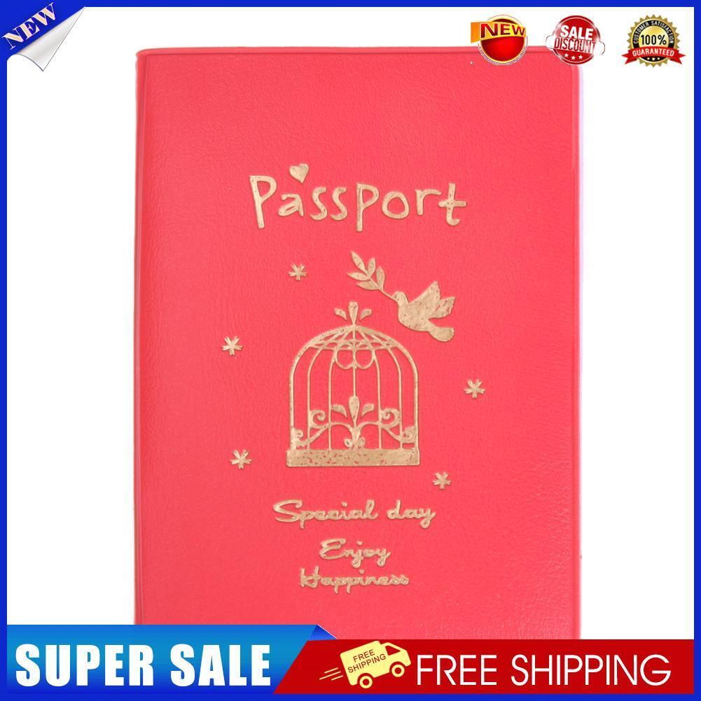 Simple Travel Passport Cover PU Multifunction Tickets Card Holder Case(Red)