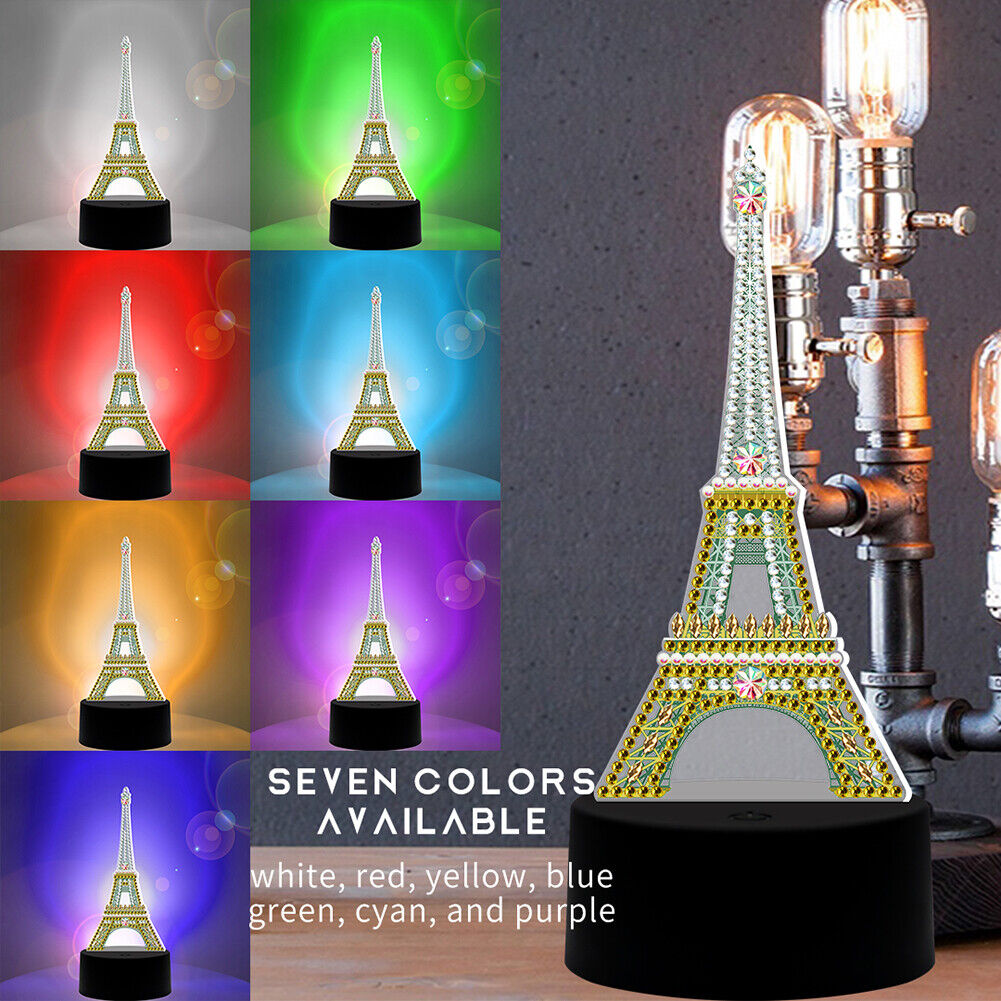 DIY Diamond Painting LED Light Iron Tower Embroidery Night Lamp Home Decor