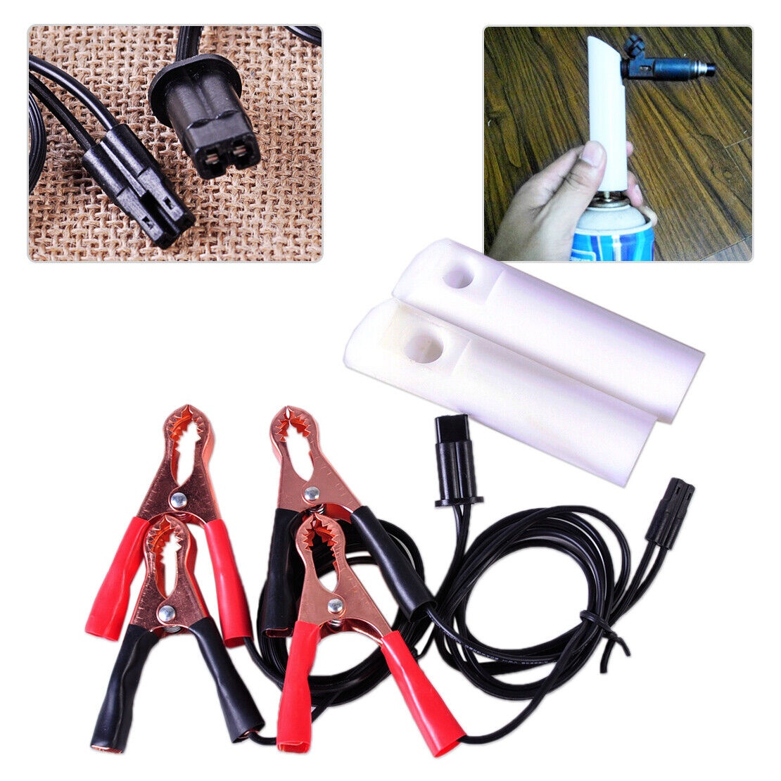 Fuel Injector Nozzle Flush Cleaner Adapter Cable DIY Kit Vehicle Motorcycle Li