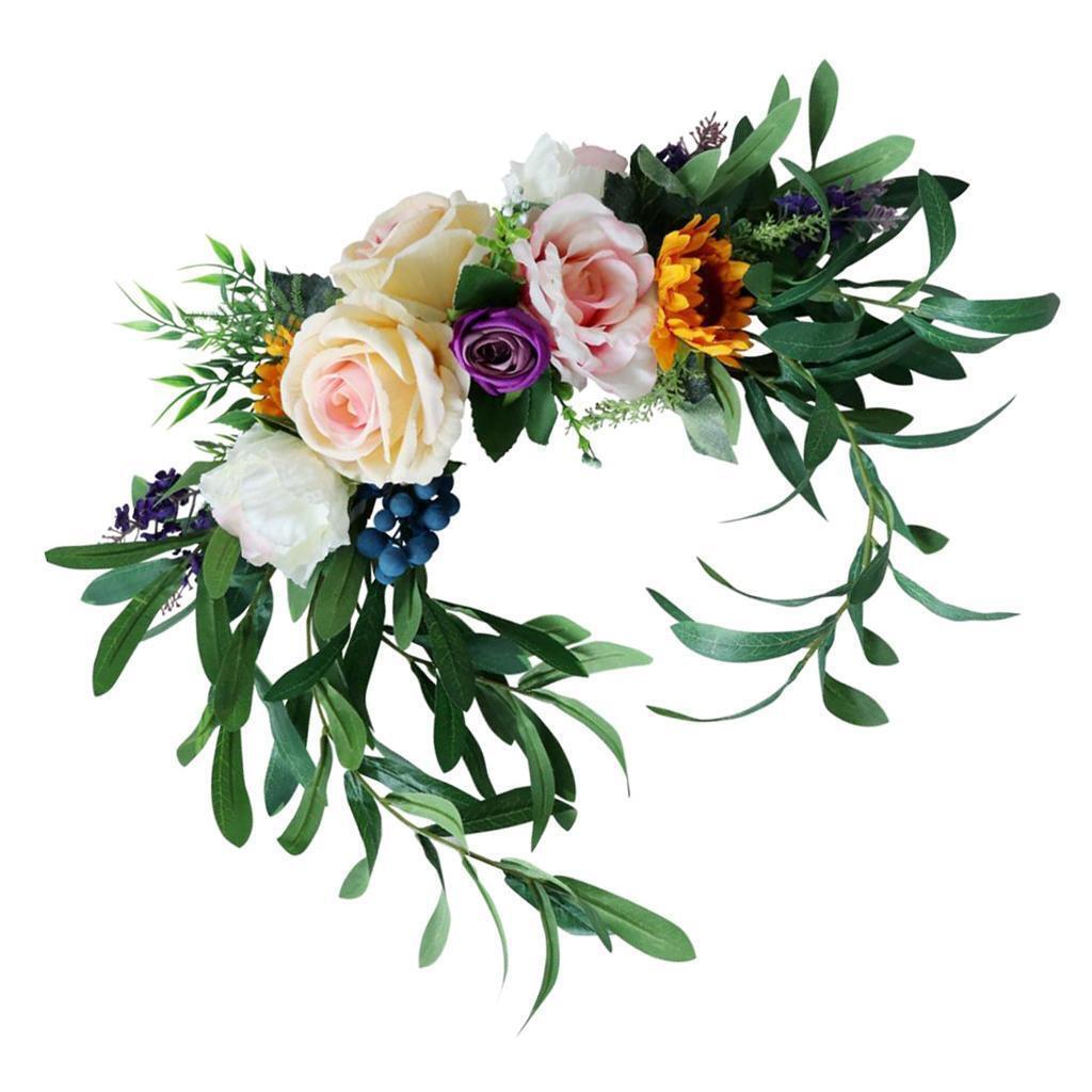 Romantic Simulation Leaves Silk Flower Wall Door Chair Back Hanging Decor