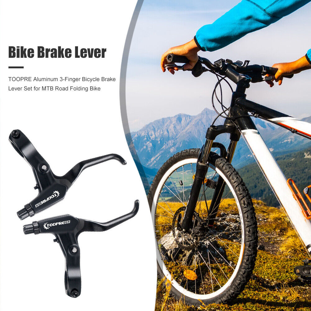 TOOPRE Aluminum 3-Finger Brake Lever Set for MTB Road Folding Bike (Black)