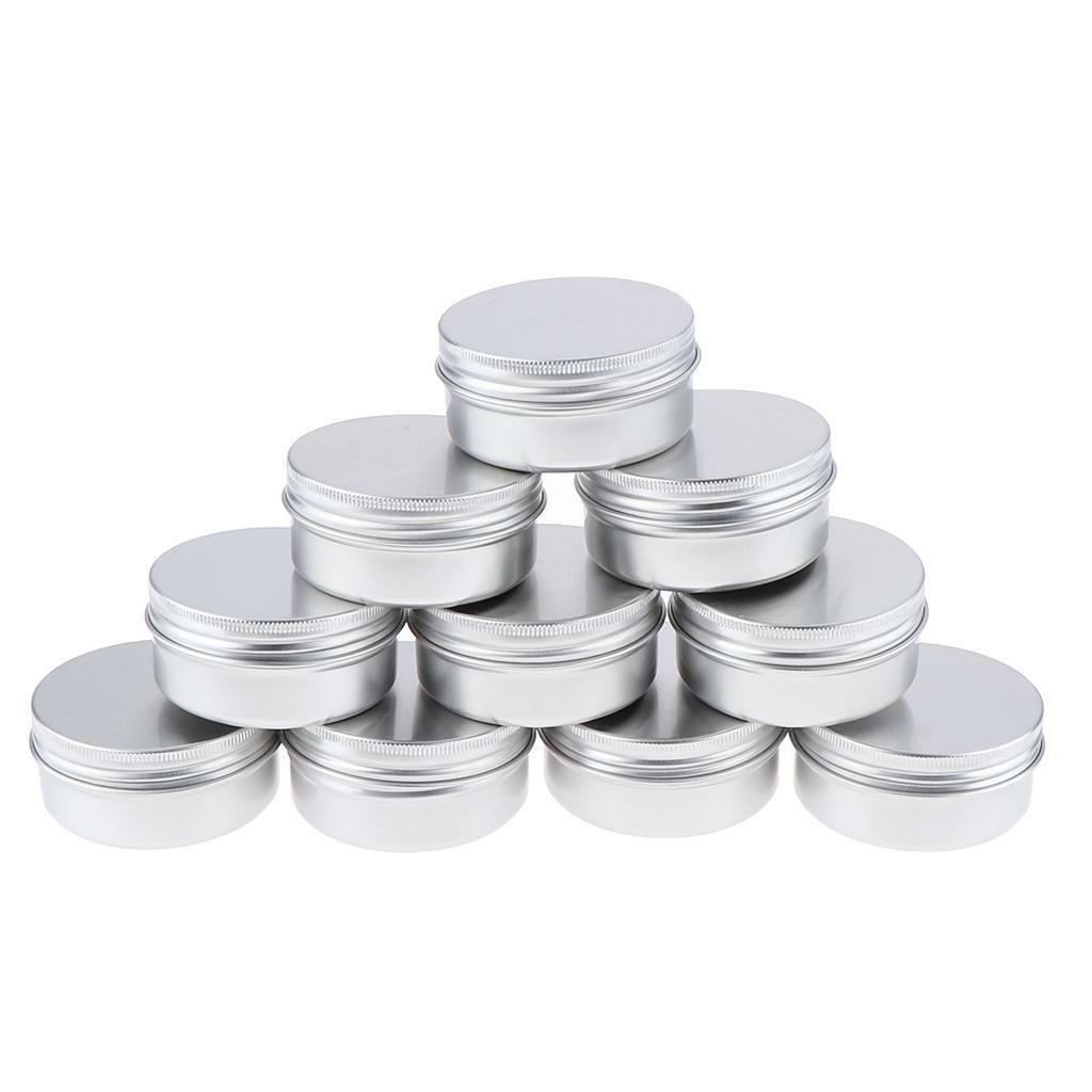 10Pcs 50ml Aluminum Round Lip  Tin Storage Jar Containers with Screw