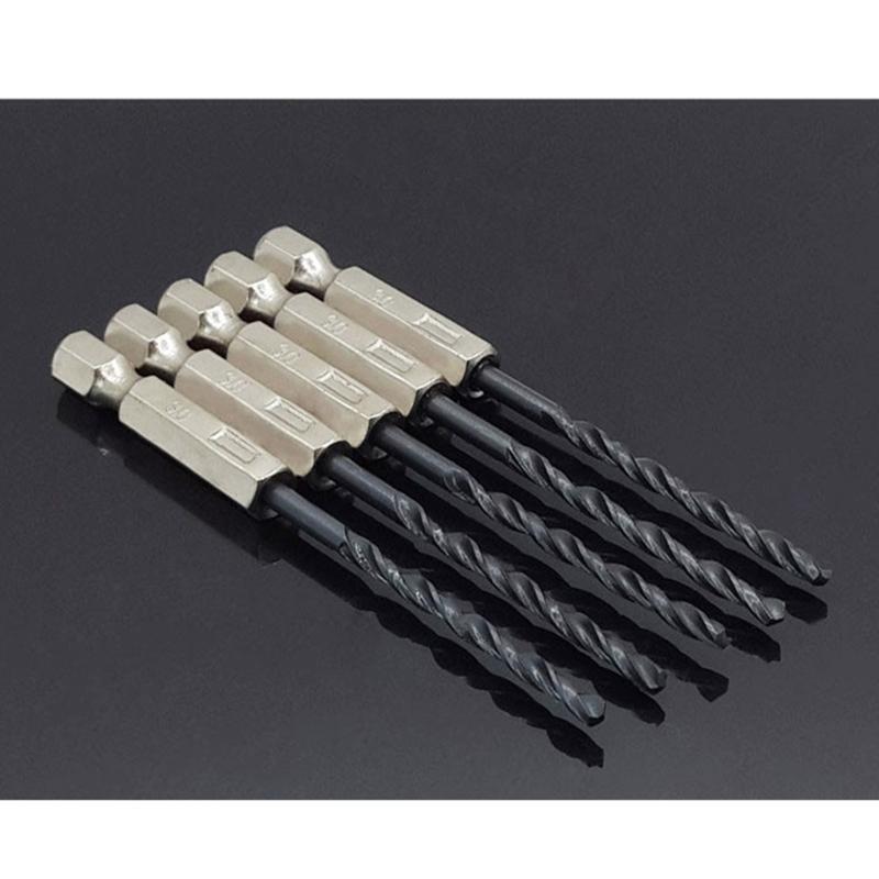 15 Pcs Strong High Speed Steel Hexagon Black Twist Drill  for Wood Metal Opening
