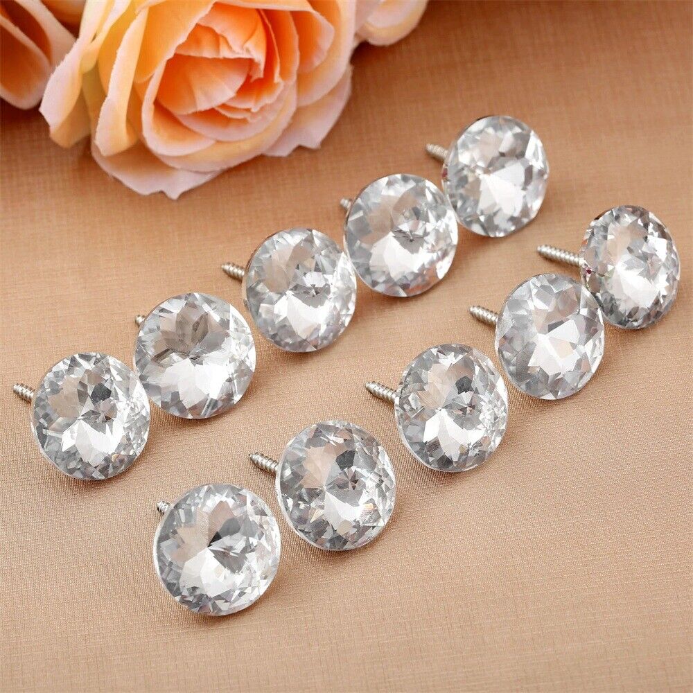 10pcs 25mm Shiny Pattern Crystal Upholstery Tacks Bauhinia Flower female buckle
