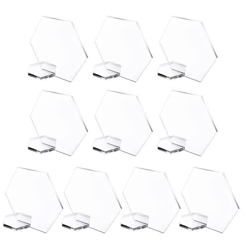 Acrylic Table Sign with Holder Stand Slot Base 10pcs/set Hexagon Blank