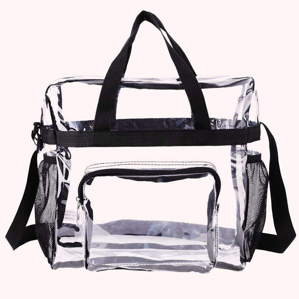Fashion Clear Shoulder Bag Sports Fitness Stadium Large Handbags (Black)