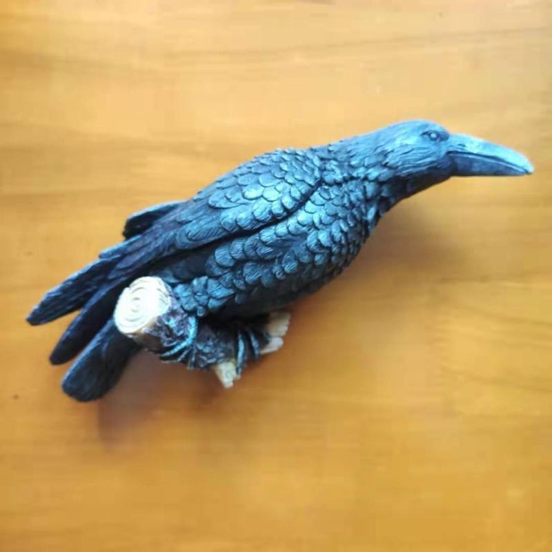 Crow Statue Wall Hanging Ornaments Bird Sculpture Waves Decorations For Party