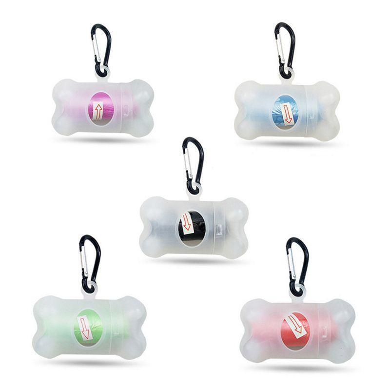 Bone Shape Pet Walking Dog Cat Waste Bag Dispenser Container Supplies