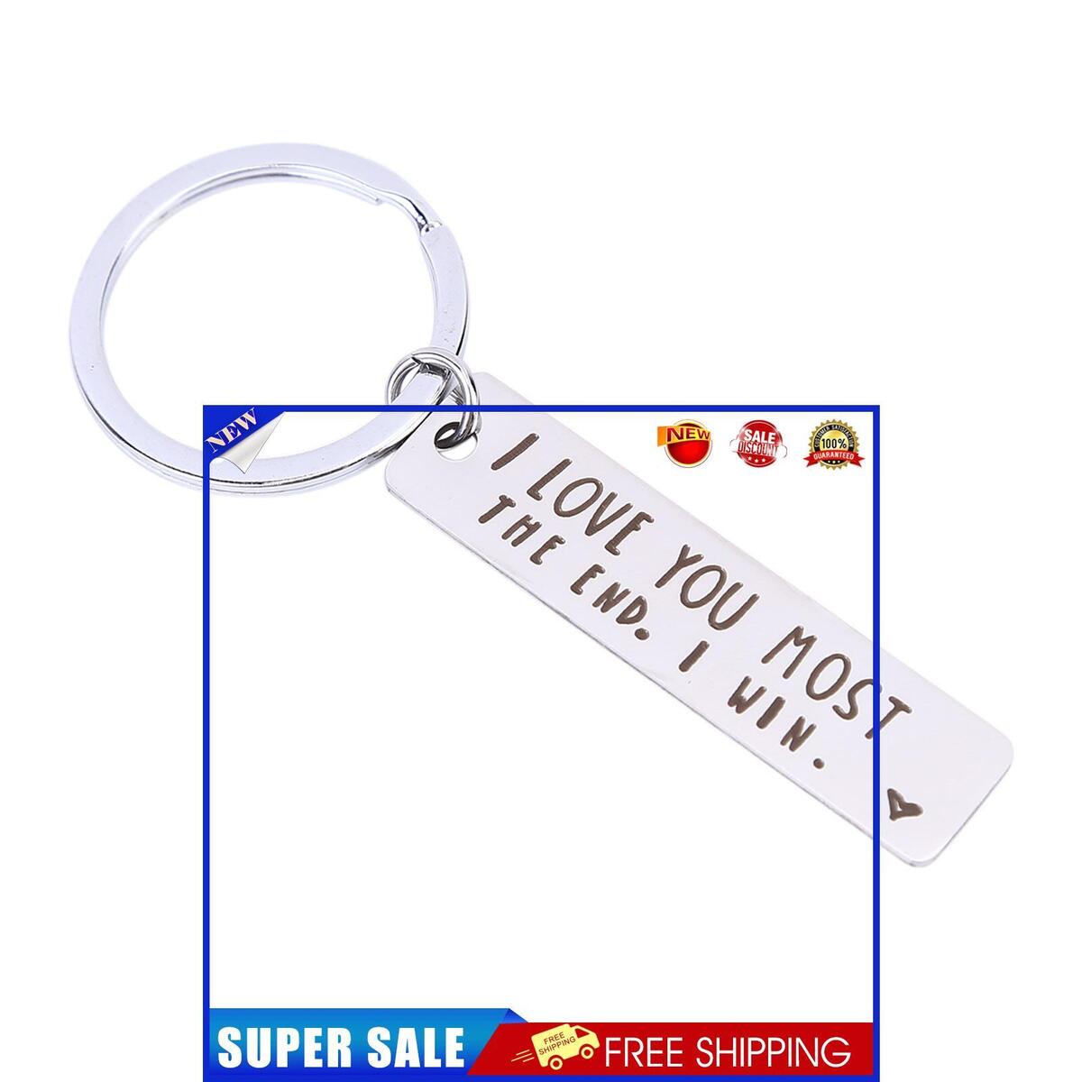 Couple Keychains - I Love You Most The End I Win Cute Friendship Keyring