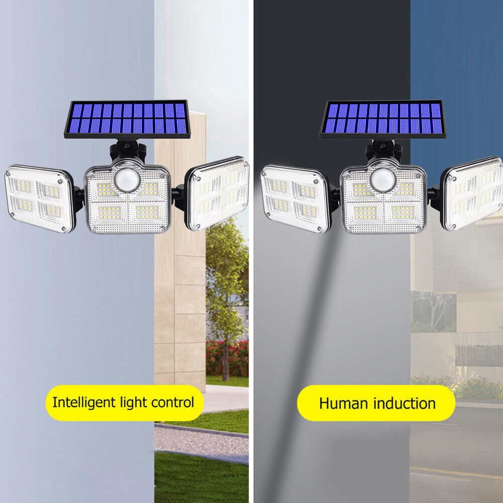 122LEDs 3 Head Light PIR Sensor Solar Outdoor Waterproof Lamp (JD-2757)