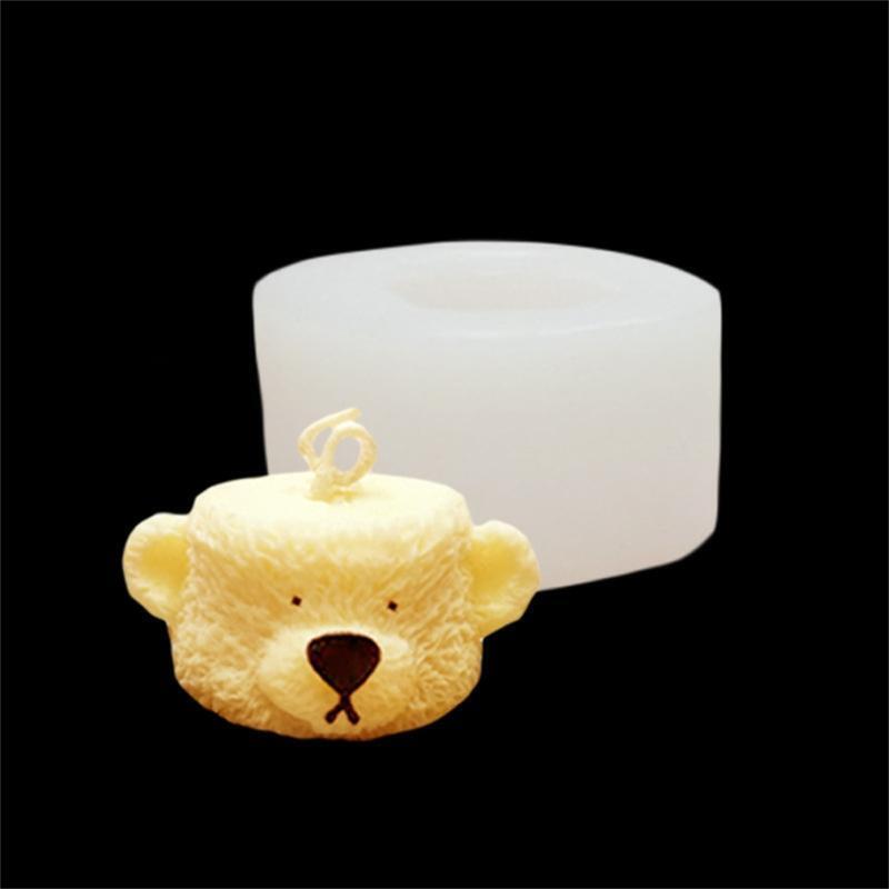 Silicone Mold Flat-Headed Bear Candle Mold Cake Decorating Tool Gift for Baking