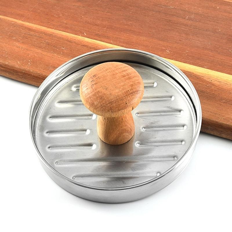 Stuffed Hamberburger Press With Wooden Handle Easy to Use and Clean Cooking Gift