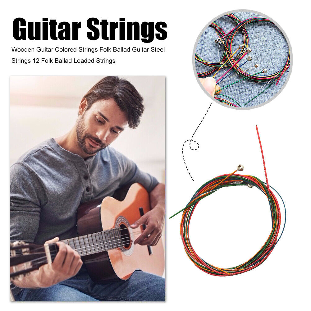 12pcs/Set Colorful Guitar Strings E-A for Acoustic Folk Classic Guitar Part