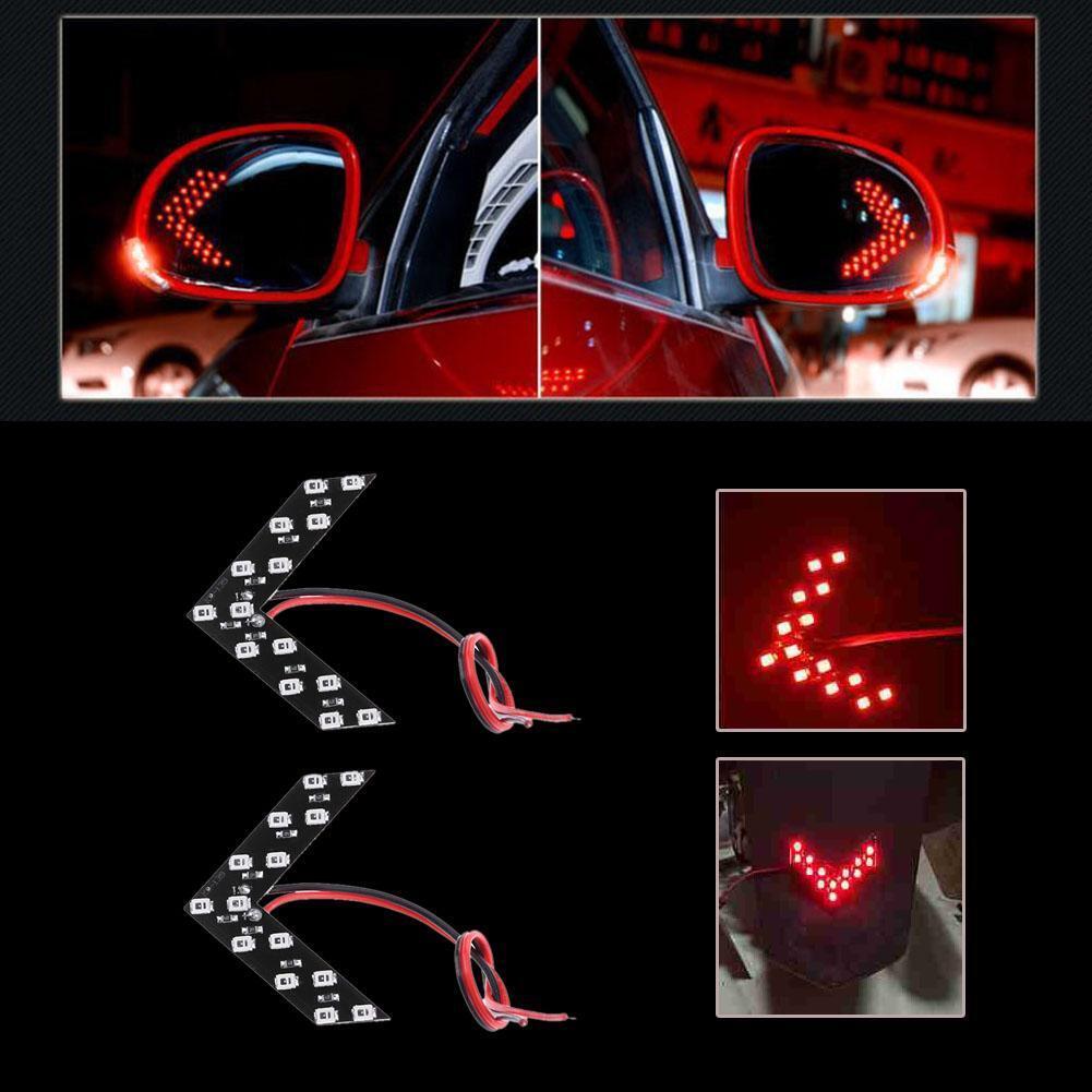 2pcs Red 14SMD LED Car Rear View Side Mirror Arrow Panel Turn Signal Lights