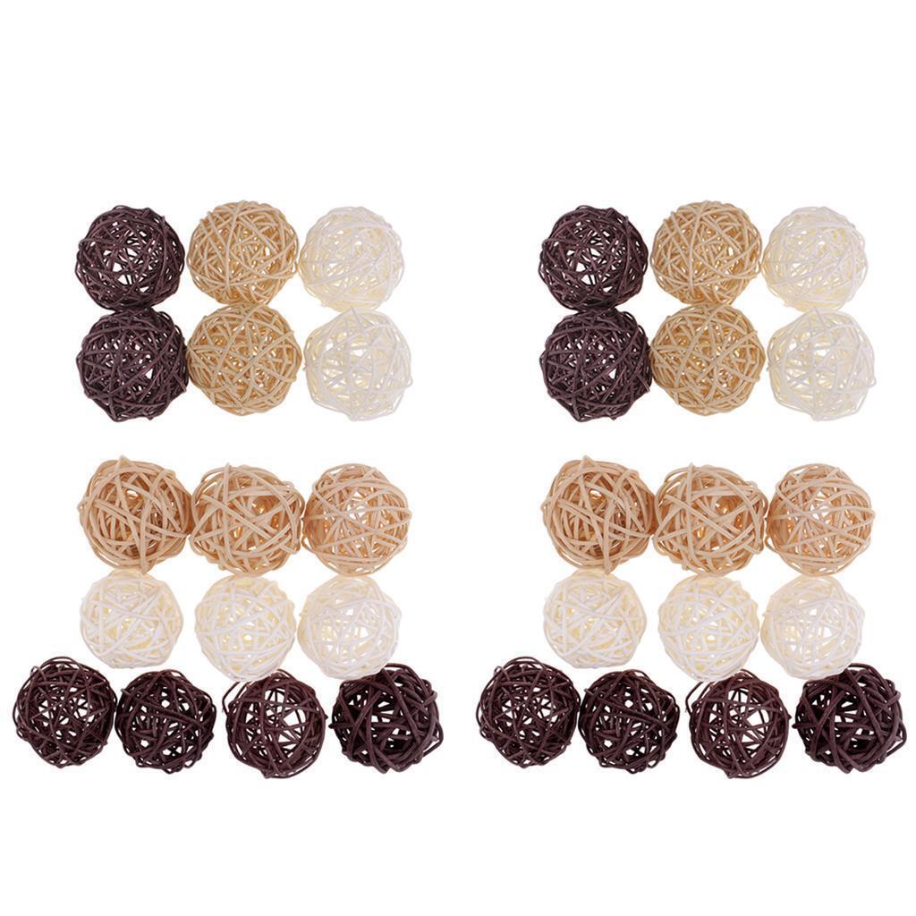 32x 5/7cm Wicker Rattan Balls Home Christmas Wedding Party Decorative Crafts