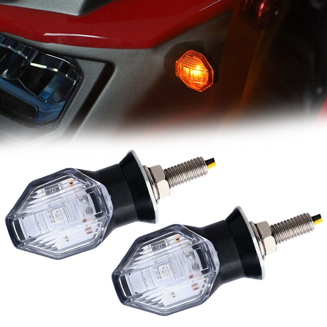 2xMini LED Motorcycle Turn Signal Light Blinker Indicator Fit For Suzuki Yamaha