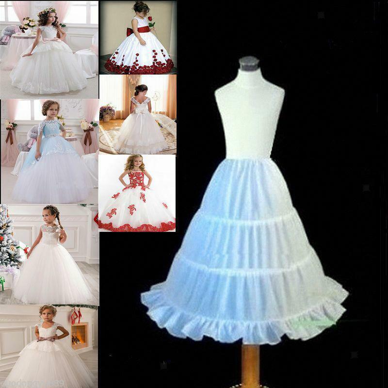 Lovely Flower Girl Kids A-Line Crinoline Petticoat Skirt Underskirt Age 2-14