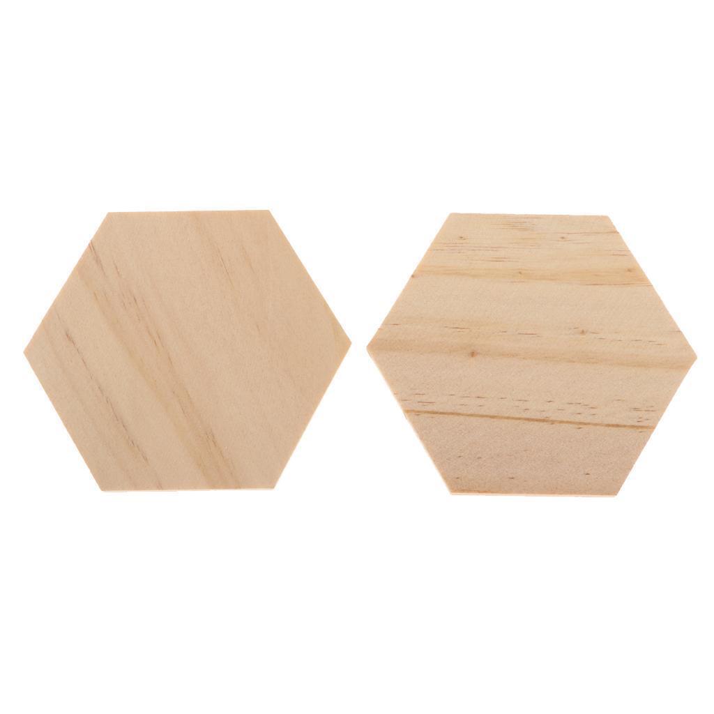 10pcs MDF Wooden Disk Hexagon Shape Wood Base Hex Crafts Wall Decor 90x78mm