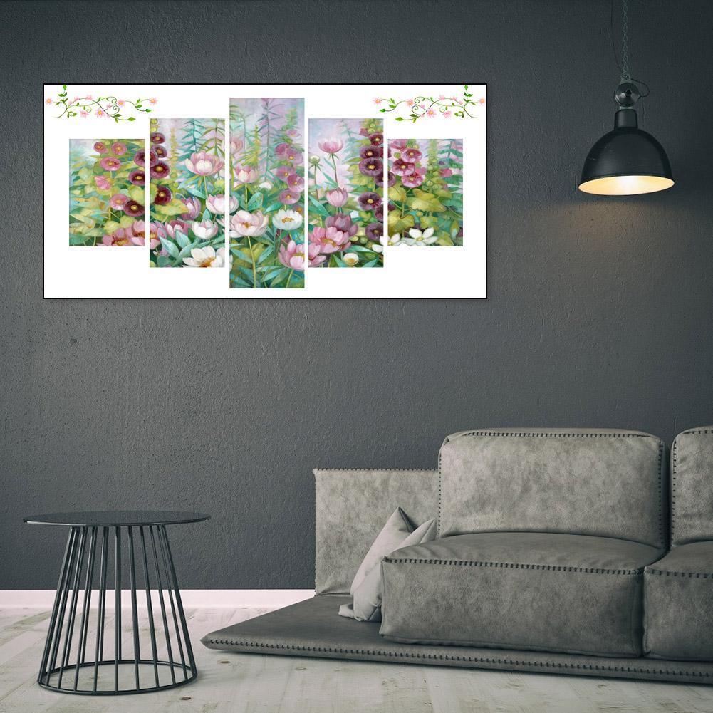 5pcs 5D DIY Full Drill Diamond Painting Lotus Cross Stitch Mosaic Kit Decor