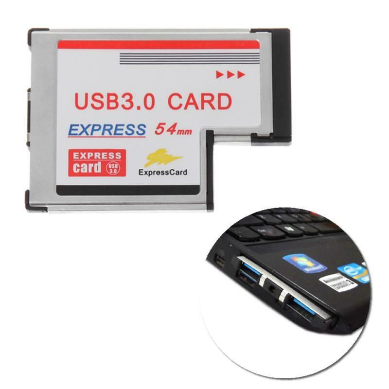 2 Dual Port USB 3.0 HUB Express Card ExpressCard Hidden 54mm Adapter for Laptop