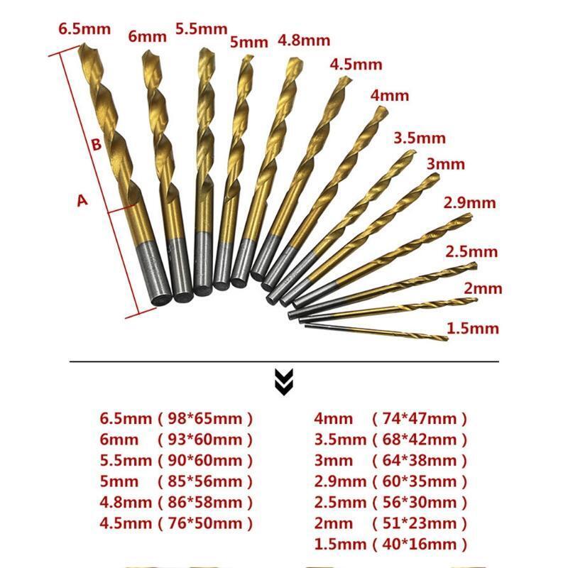 13pcs/set High Speed Steel HSS Straight Shank Twist Drill Bits Electric Rotary