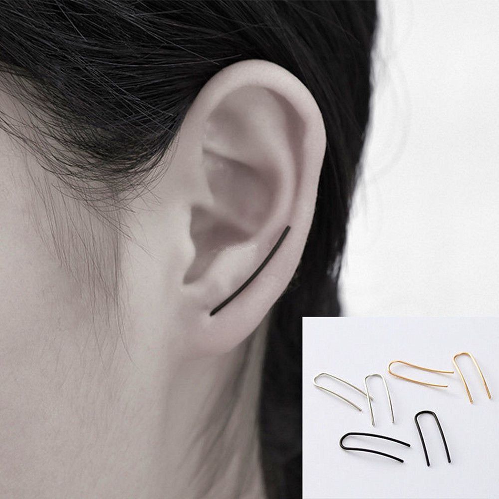 Minimalist Party Club Women Copper Line Simple U Earrings Geometry Ear Stud