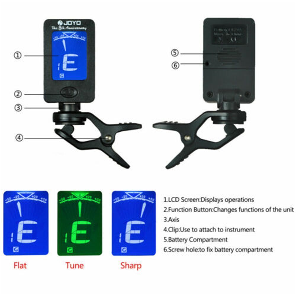 LCD Musical Instrument Accessories Clip-on Tuner Electric Tuner Bass Tuner