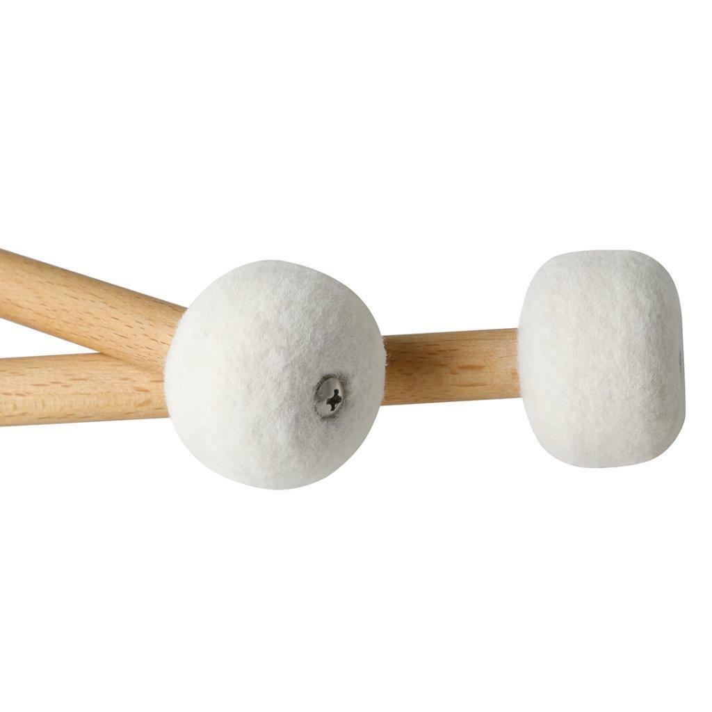 Soft Felt Head White Wooden Handle Drum Sticks Timpani Mallets