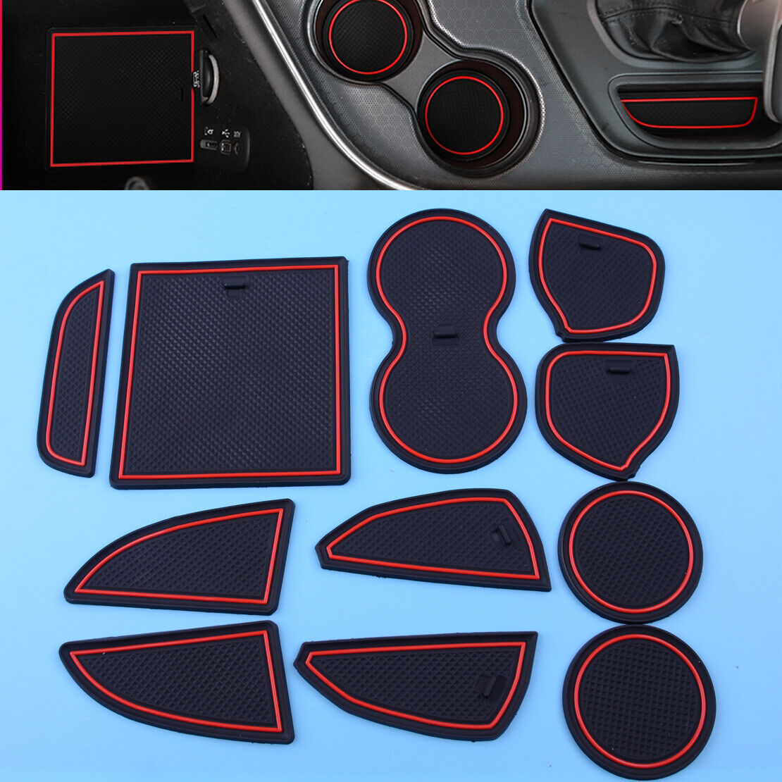 11 Door Gate Slot Mat Pad Console Cup Holder Fit For Dodge Challenger 2015-19 Li