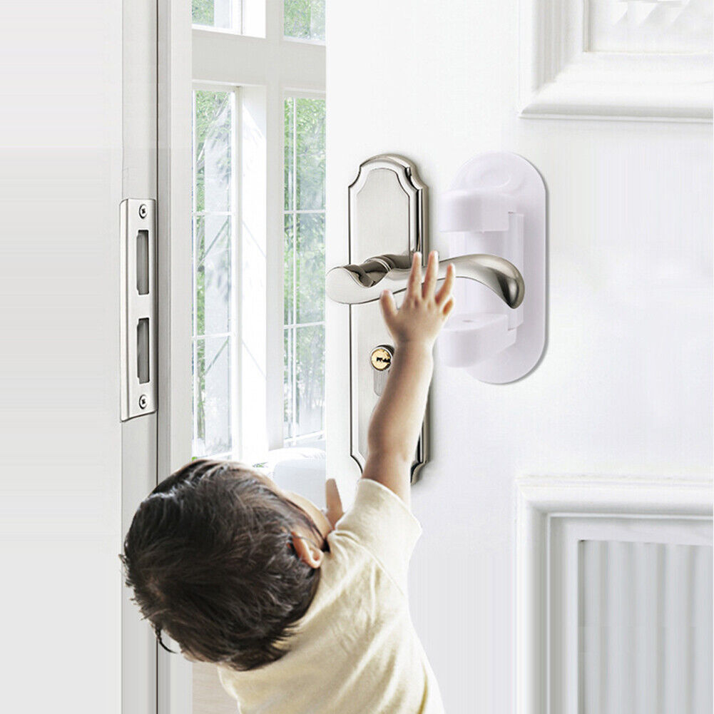 Door Lever Lock Baby Proofing Security Self-Adhesive -Door Knob Handle Lock