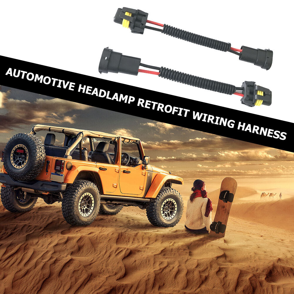 2pcs H11 Male to 9005 9006 Female Wiring Harness Headlight Adapter Socket