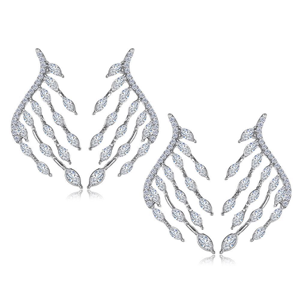 Dangle Elegant Stud Earrings Rhinestone Ear Stud Ear Clip Angel Wings Earrings