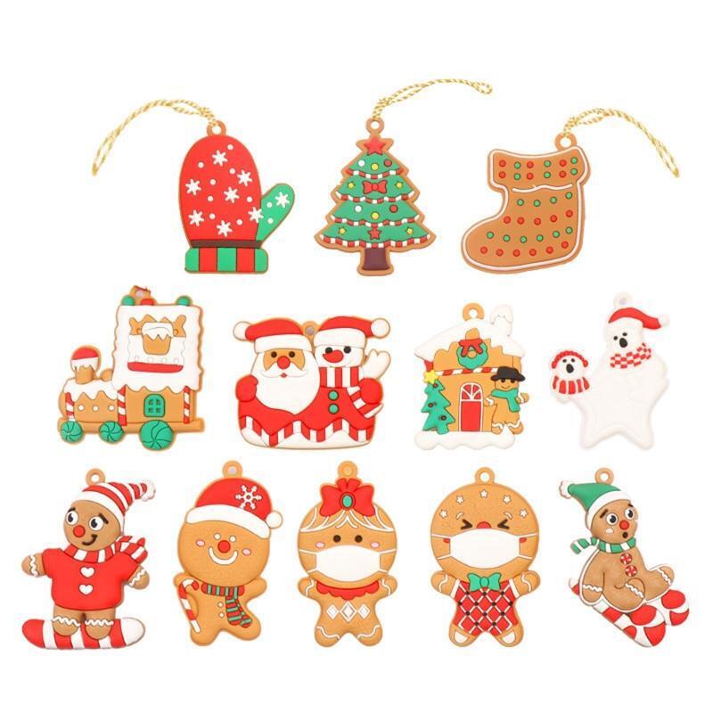 12x Christmas Tree Decor Mini Gingerbread Man Ornaments Hanging for Xmas Party
