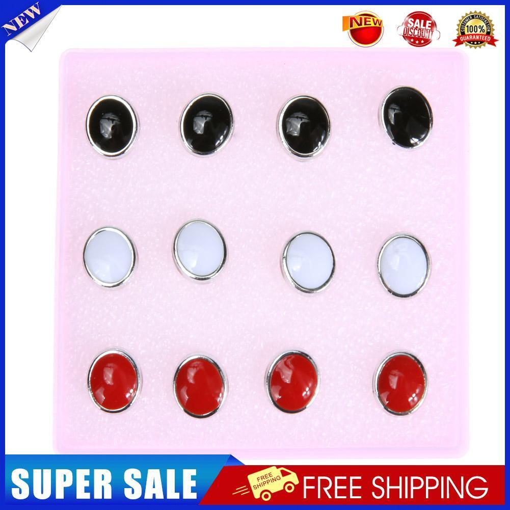 1 Box Women Small Rhinestones Earring Ear Studs Plastic Grass Moon Shape(3)