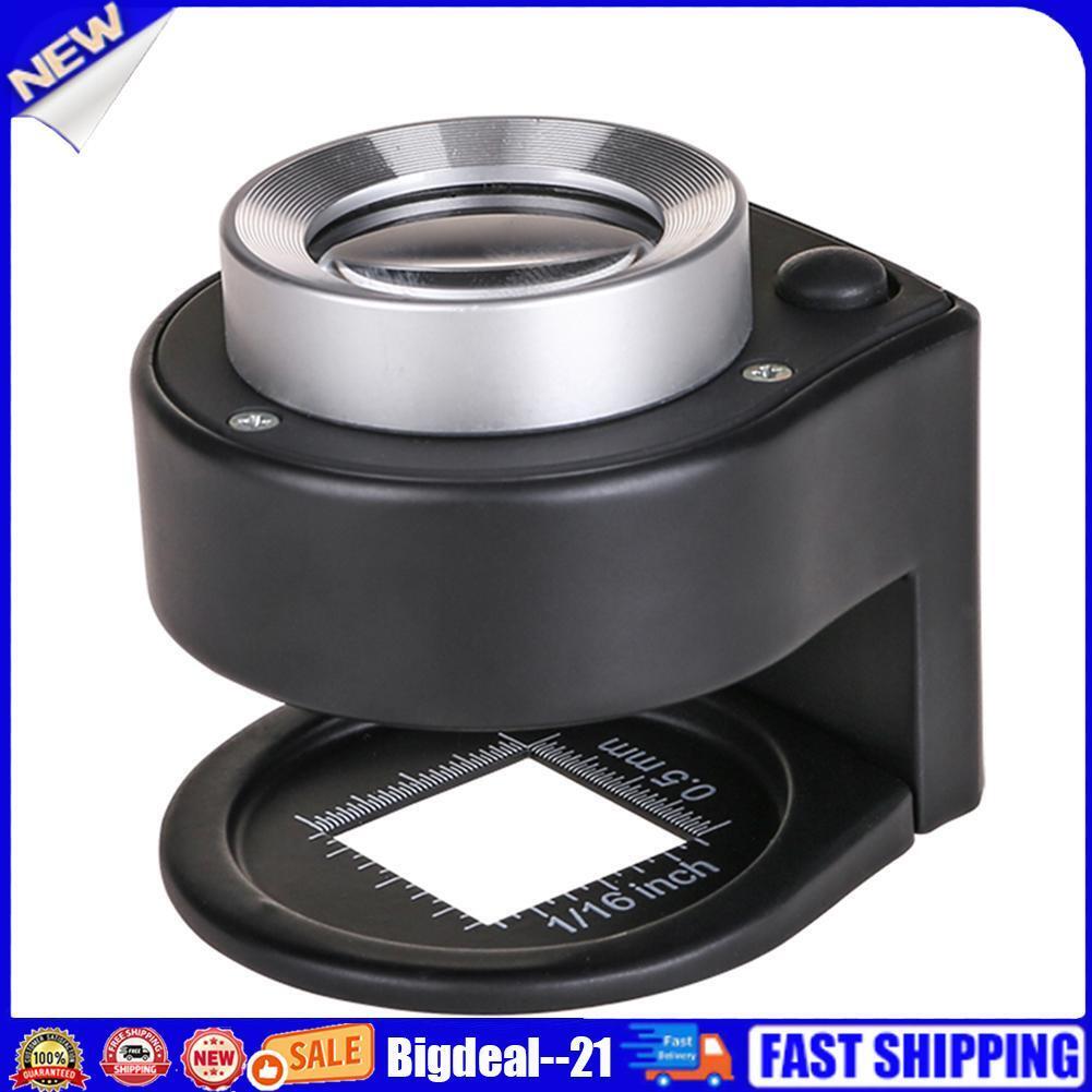 30X Optical Glass Lens 6LED Full Metal Folding Linen Tester Loupe Magnifier