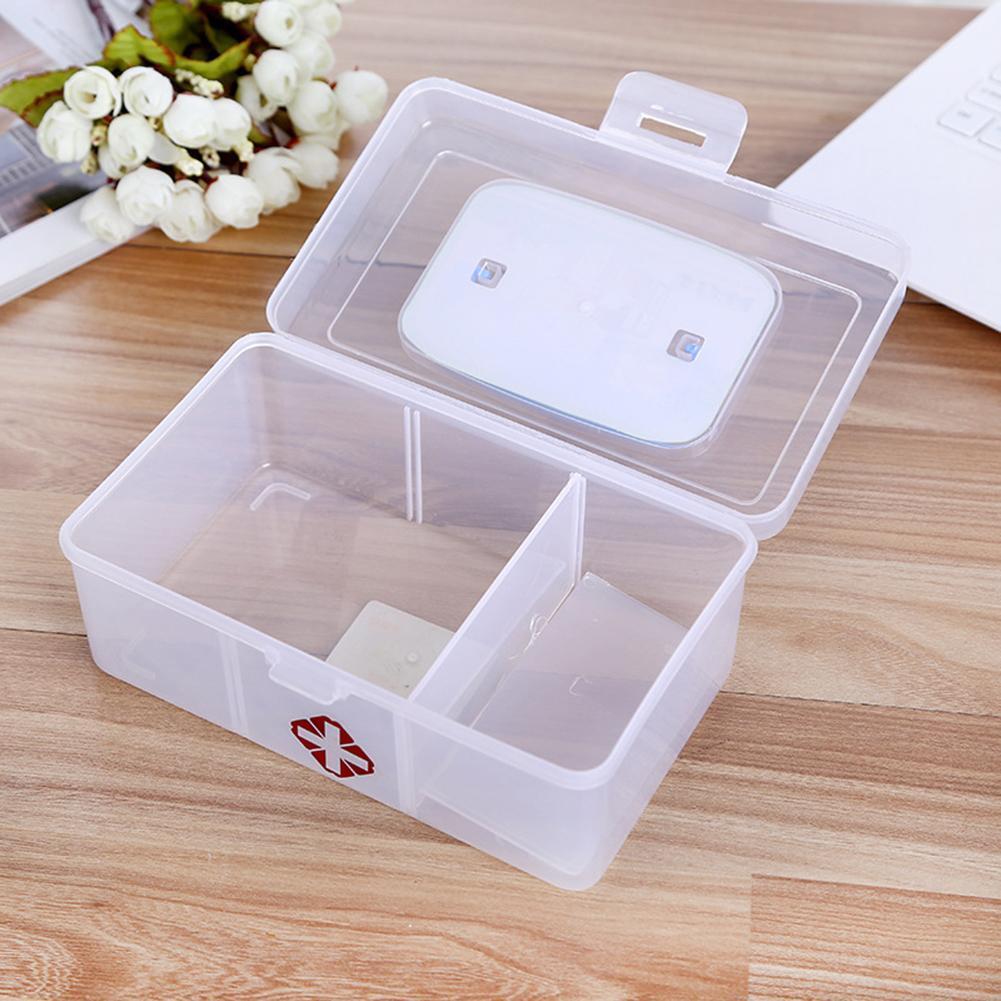 3 Lattice Transparent Rectangular Medicine Box First Aid Storage Kits Box