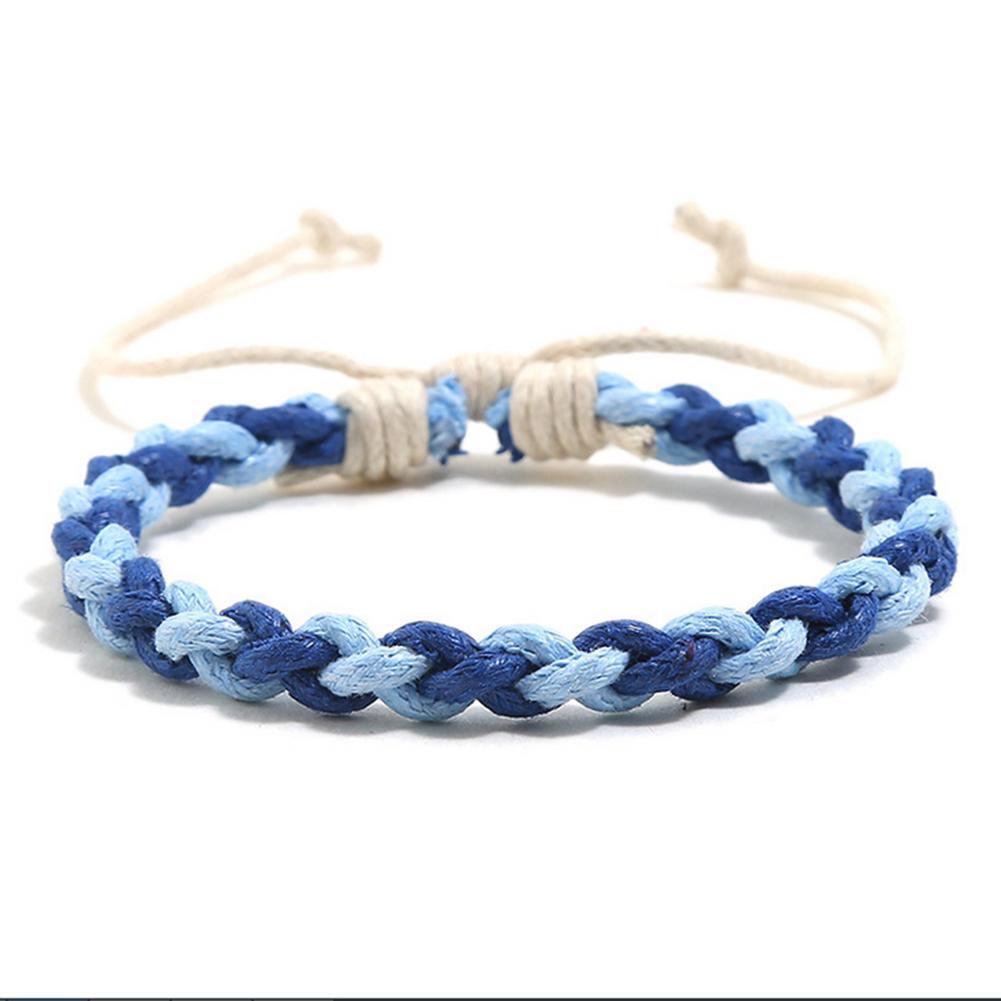 Colorful Weave Bracelet Ethnic Knit Rope Bangles Jewelry Gift (Dark Blue)