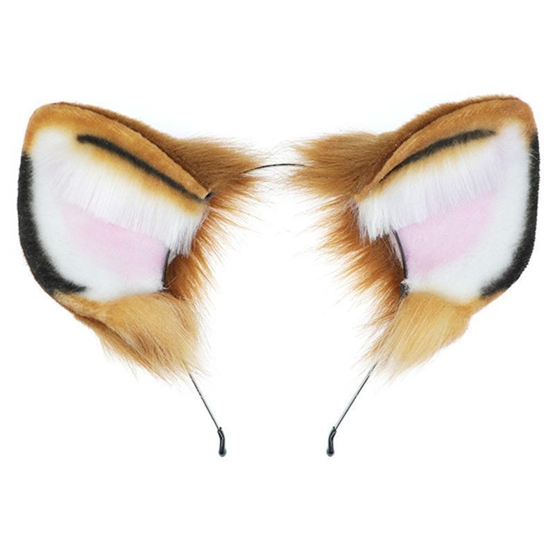 Cartoon Hair Hoop Plush Tiger Ears Headdress Headband for Street Shooting