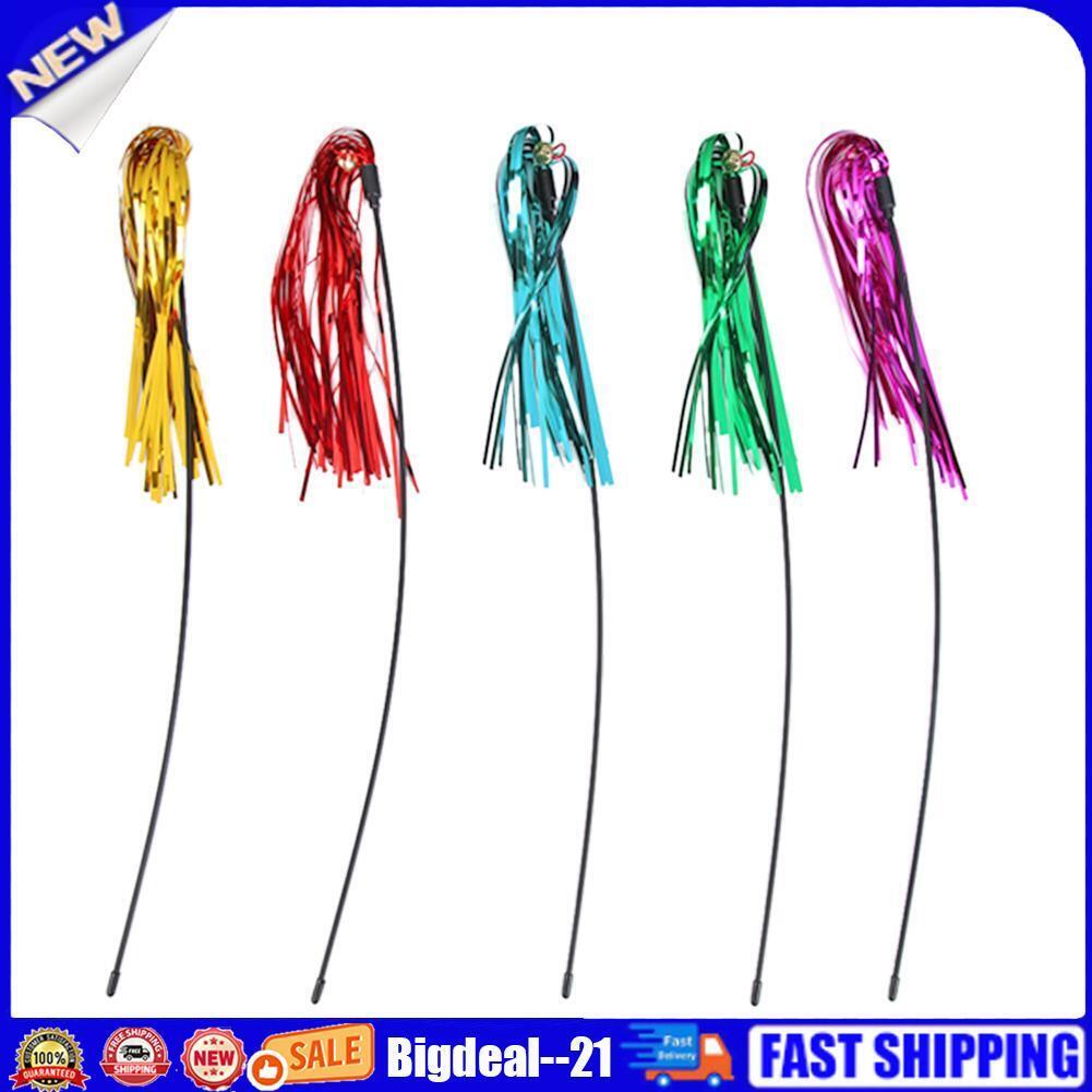 5pcs Funny Colorful Ring Paper Cat Stick Teaser Wand Playing Rod with Bell