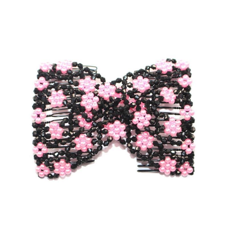 Magic Hair Comb Double Stretch Fashion Elastic Women Clips DIY Hairstyle Beaded