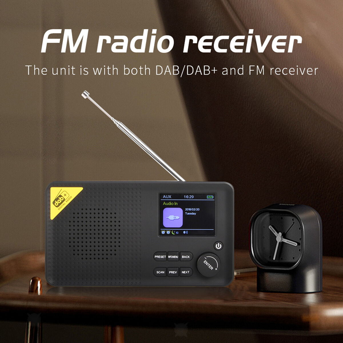 Rechargeable FM Receiver Dual Alarms Clock  Office Outdoor