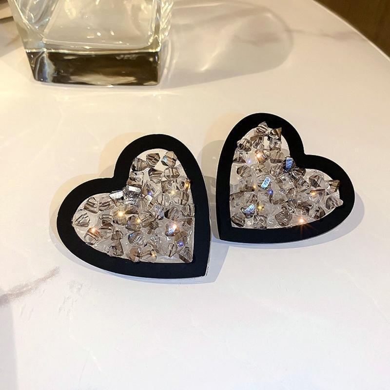 Heart Shape Sweet Stud Earrings Love Heart Earring for Women Girl Black White