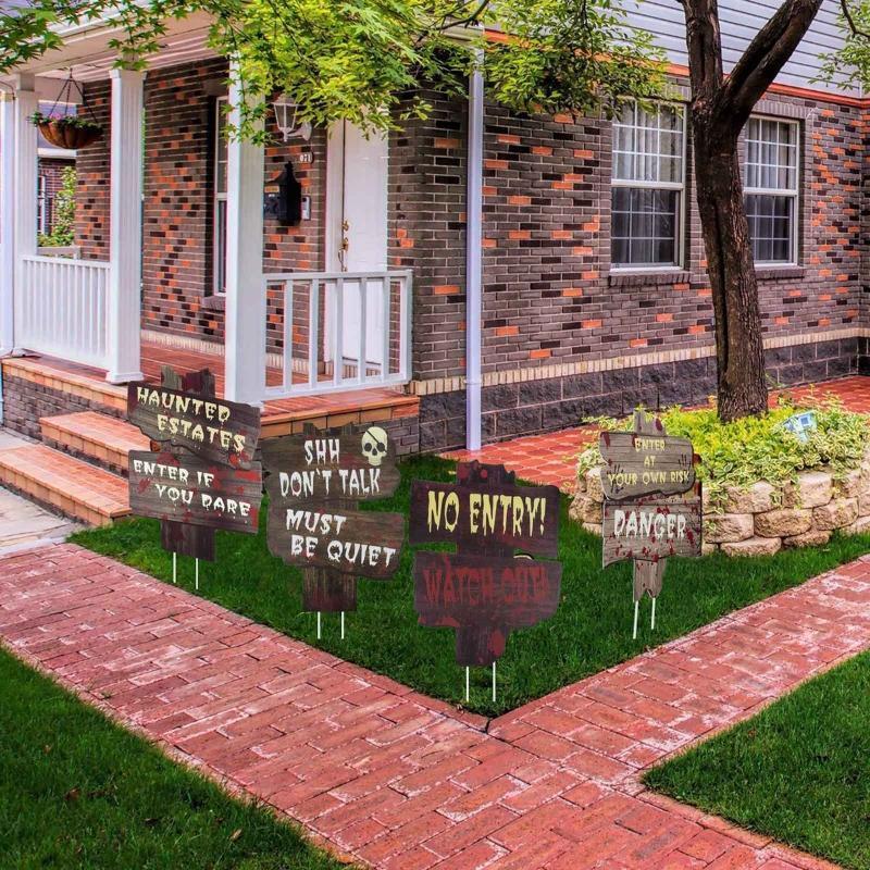 Halloween Yard Signs Set of 6 Spooky Night Home Courtyard Pathway Decoration