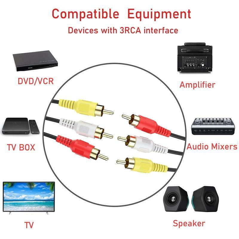 3.5mm to 3 RCA Male Plug AV Audio Video Stereo AUX Cable for TV Box Home Theater